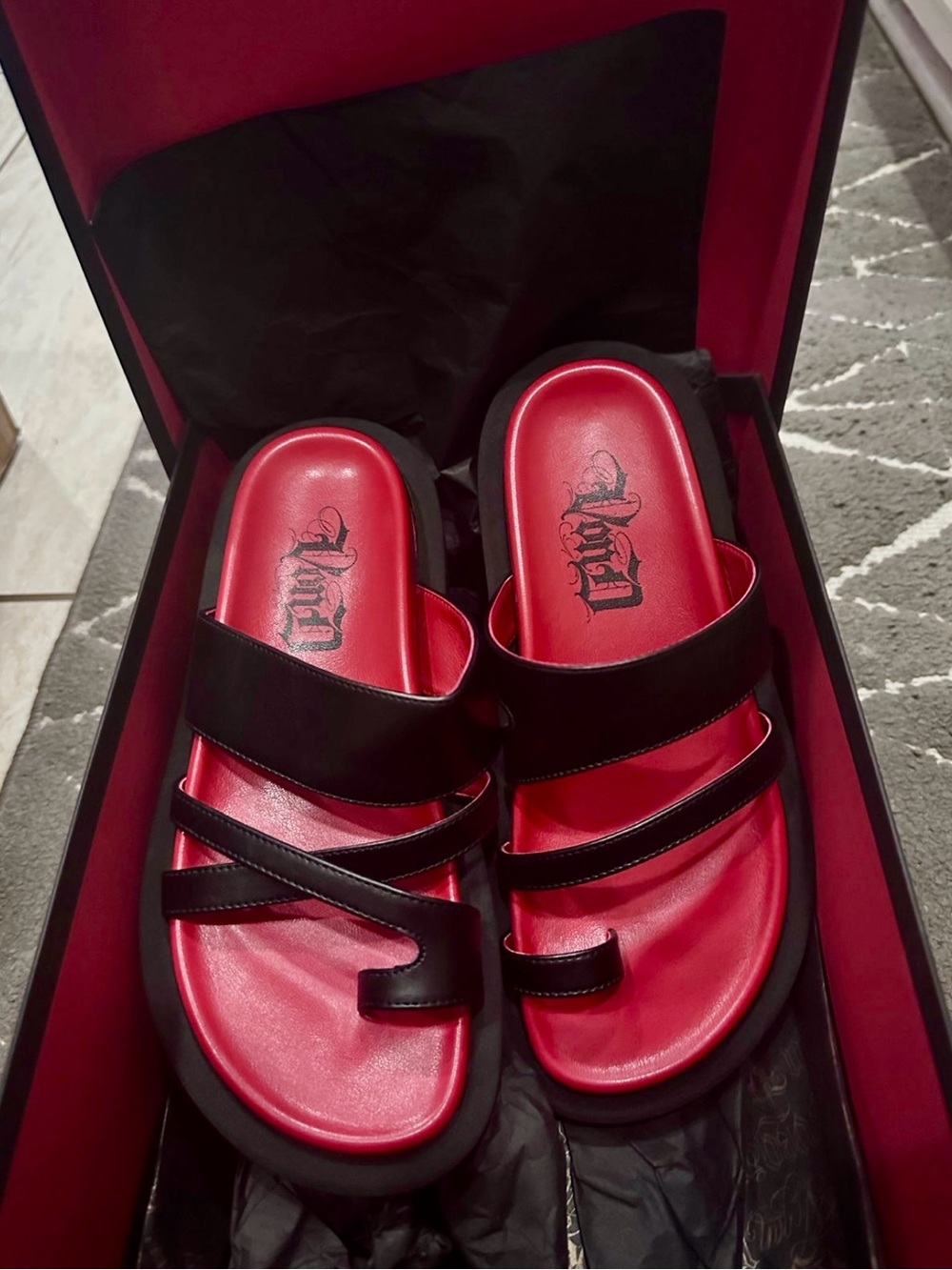 Kat Von D Exodus Women's Black & Red Slide Sandals
